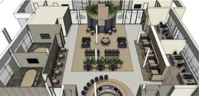 Begane grond lunch- en werk ruimte