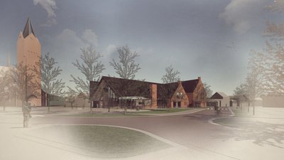 Gemeenschapshuis rechts veraf