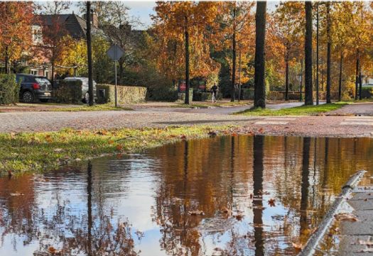 Huidige situatie: water op de weg